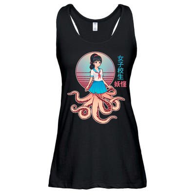 Japanese Yokai Monster Octopus School Girl Ladies Essential Flowy Tank