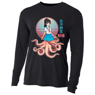 Japanese Yokai Monster Octopus School Girl Cooling Performance Long Sleeve Crew