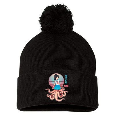 Japanese Yokai Monster Octopus School Girl Pom Pom 12in Knit Beanie