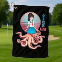 Japanese Yokai Monster Octopus School Girl Golf Towel
