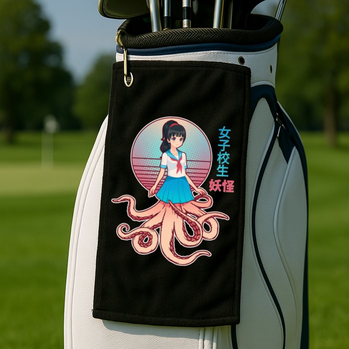 Japanese Yokai Monster Octopus School Girl Golf Towel