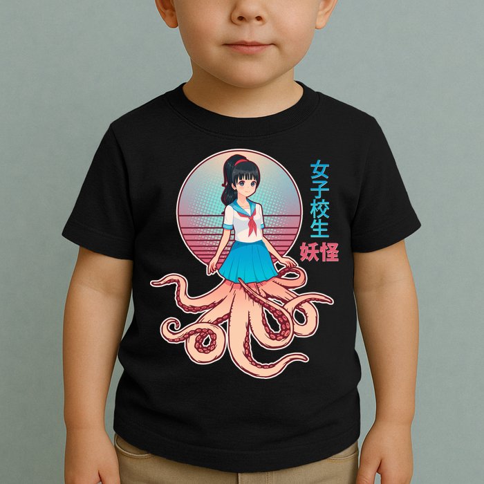 Japanese Yokai Monster Octopus School Girl Toddler T-Shirt