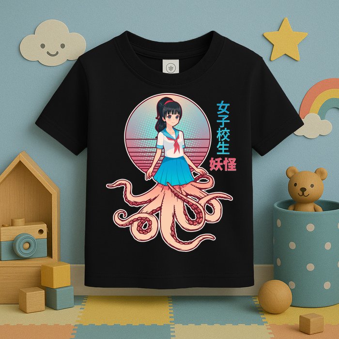 Japanese Yokai Monster Octopus School Girl Toddler T-Shirt