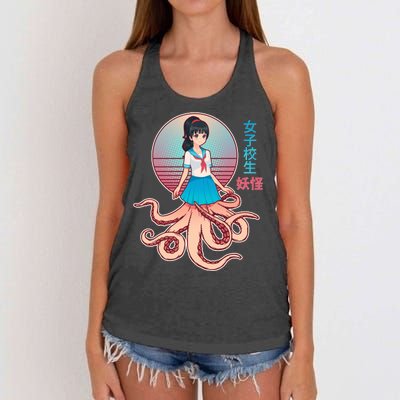 Japanese Yokai Monster Octopus School Girl Women's Knotted Racerback Tank