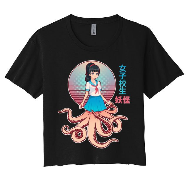 Japanese Yokai Monster Octopus School Girl Crop Top