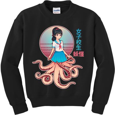 Japanese Yokai Monster Octopus School Girl Kids Sweatshirt