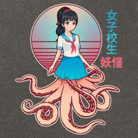 Japanese Yokai Monster Octopus School Girl Cotton Canvas Backpack