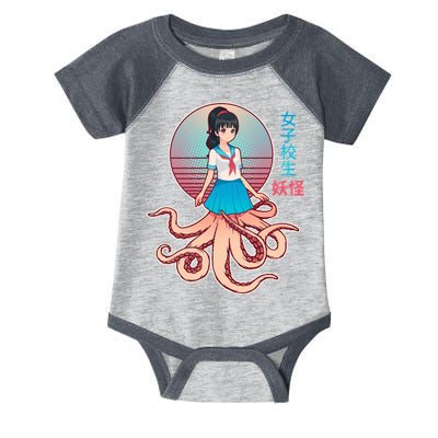 Japanese Yokai Monster Octopus School Girl Infant Baby Jersey Bodysuit
