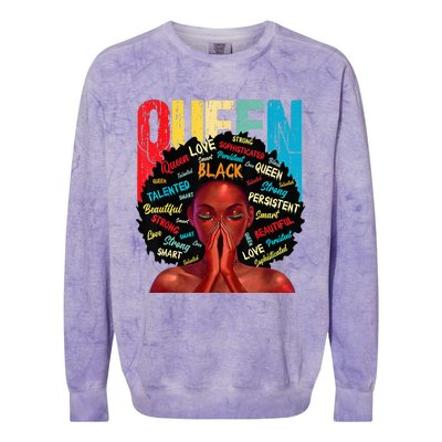 Juneteenth African Queen  Educated Black Colorblast Crewneck Sweatshirt