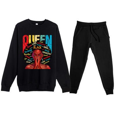 Juneteenth African Queen  Educated Black Premium Crewneck Sweatsuit Set