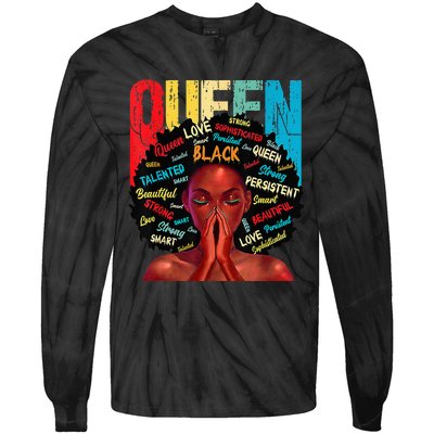 Juneteenth African Queen  Educated Black Tie-Dye Long Sleeve Shirt