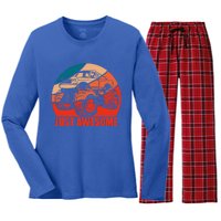 Just Awesome Retro Vintage Monster Truck Gift Women's Long Sleeve Flannel Pajama Set 