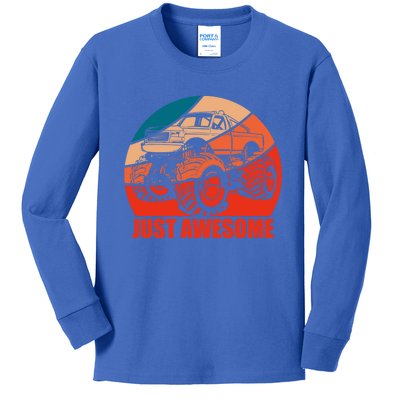 Just Awesome Retro Vintage Monster Truck Gift Kids Long Sleeve Shirt