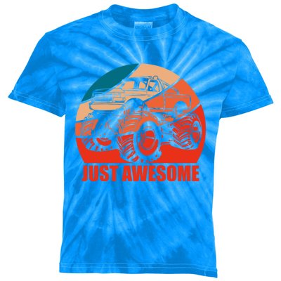 Just Awesome Retro Vintage Monster Truck Gift Kids Tie-Dye T-Shirt