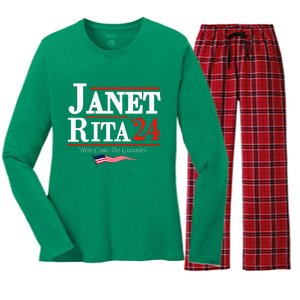 Janet And Rita 2024 Here Come The Grannies Women's Long Sleeve Flannel Pajama Set 