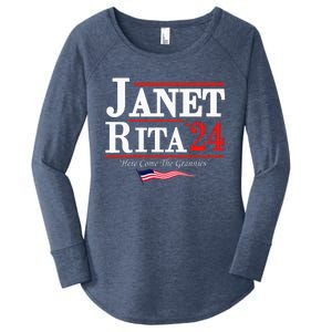 Janet And Rita 2024 Here Come The Grannies Women's Perfect Tri Tunic Long Sleeve Shirt