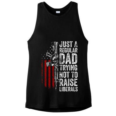 Just A Regular Dad Trying Not To Raise Liberals Ladies PosiCharge Tri-Blend Wicking Tank