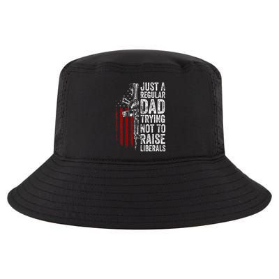 Just A Regular Dad Trying Not To Raise Liberals Cool Comfort Performance Bucket Hat