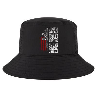 Just A Regular Dad Trying Not To Raise Liberals Cool Comfort Performance Bucket Hat