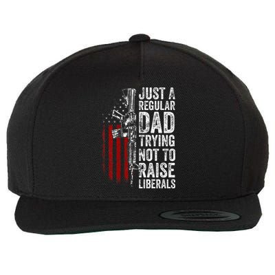 Just A Regular Dad Trying Not To Raise Liberals Wool Snapback Cap