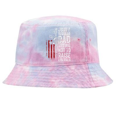 Just A Regular Dad Trying Not To Raise Liberals Tie-Dyed Bucket Hat