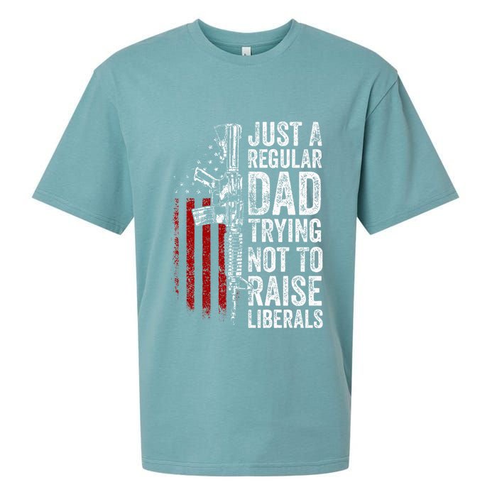 Just A Regular Dad Trying Not To Raise Liberals Sueded Cloud Jersey T-Shirt