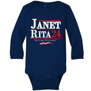 Janet And Rita 2024 Here Come The Grannies Baby Long Sleeve Bodysuit