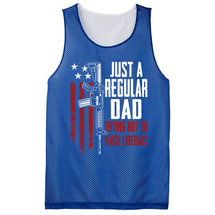 Just A Regular Dad Trying Not To Raise Liberals Funny Gift Gun Rights Gift Mesh Reversible Basketball Jersey Tank