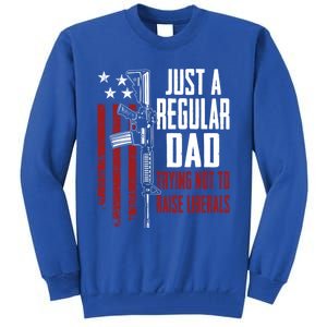 Just A Regular Dad Trying Not To Raise Liberals Funny Gift Gun Rights Gift Tall Sweatshirt