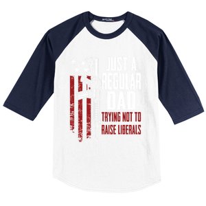 Just A Regular Dad Trying Not To Raise Liberals Funny Gift Gun Rights Gift Baseball Sleeve Shirt