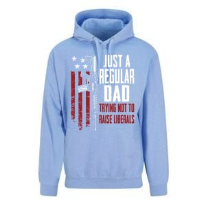 Just A Regular Dad Trying Not To Raise Liberals Funny Gift Gun Rights Gift Unisex Surf Hoodie