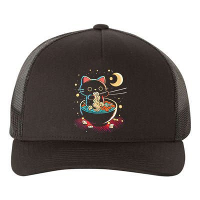 Japanese Anime Ra Cat Retro Noodles Aesthetic Kawaii Yupoong Adult 5-Panel Trucker Hat