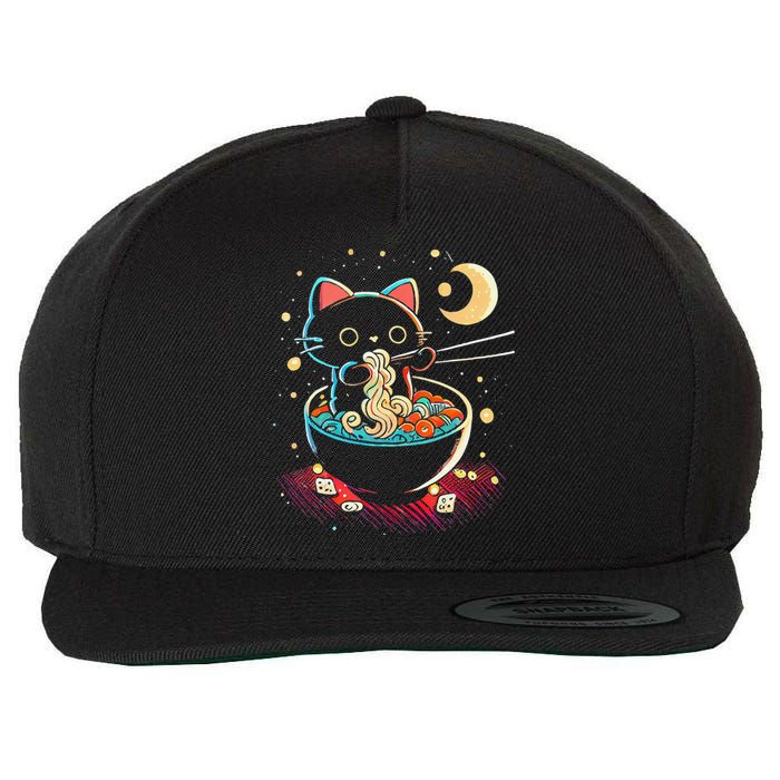 Japanese Anime Ra Cat Retro Noodles Aesthetic Kawaii Wool Snapback Cap