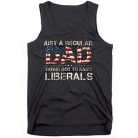 Just A Regular Dad Trying Not To Raise Liberals US Flag Tank Top