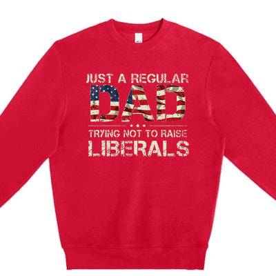 Just A Regular Dad Trying Not To Raise Liberals US Flag Premium Crewneck Sweatshirt