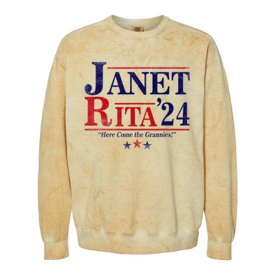 Janet And Rita 2024 Here Come The Grannies Colorblast Crewneck Sweatshirt