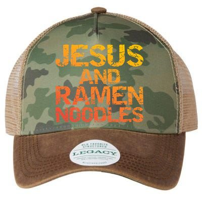 Jesus And Ramen Noodles Funny Christian Quote Distressed Legacy Tie Dye Trucker Hat