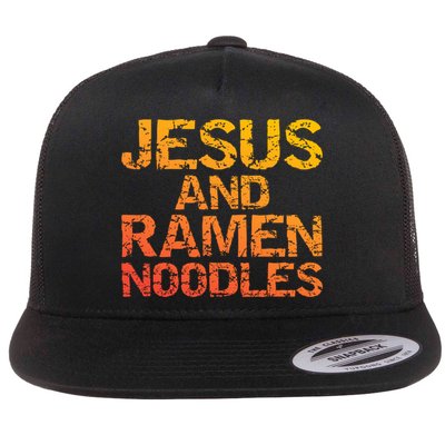 Jesus And Ramen Noodles Funny Christian Quote Distressed Flatbill Hat