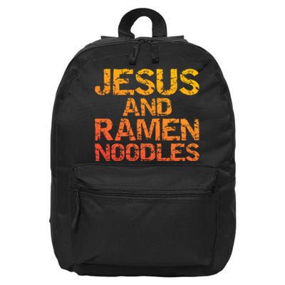 Jesus And Ramen Noodles Funny Christian Quote Distressed 16 in Basic Backpack