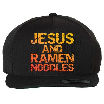 Jesus And Ramen Noodles Funny Christian Quote Distressed Wool Snapback Cap