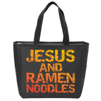 Jesus And Ramen Noodles Funny Christian Quote Distressed Zip Tote Bag