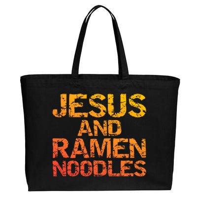 Jesus And Ramen Noodles Funny Christian Quote Distressed Cotton Canvas Jumbo Tote