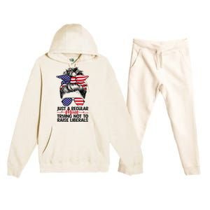 Just A Regular Mom Trying Not To Raise Liberals Premium Hooded Sweatsuit Set