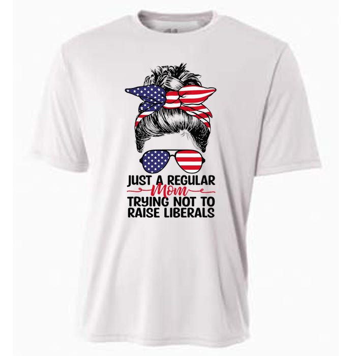 Just A Regular Mom Trying Not To Raise Liberals Cooling Performance Crew T-Shirt