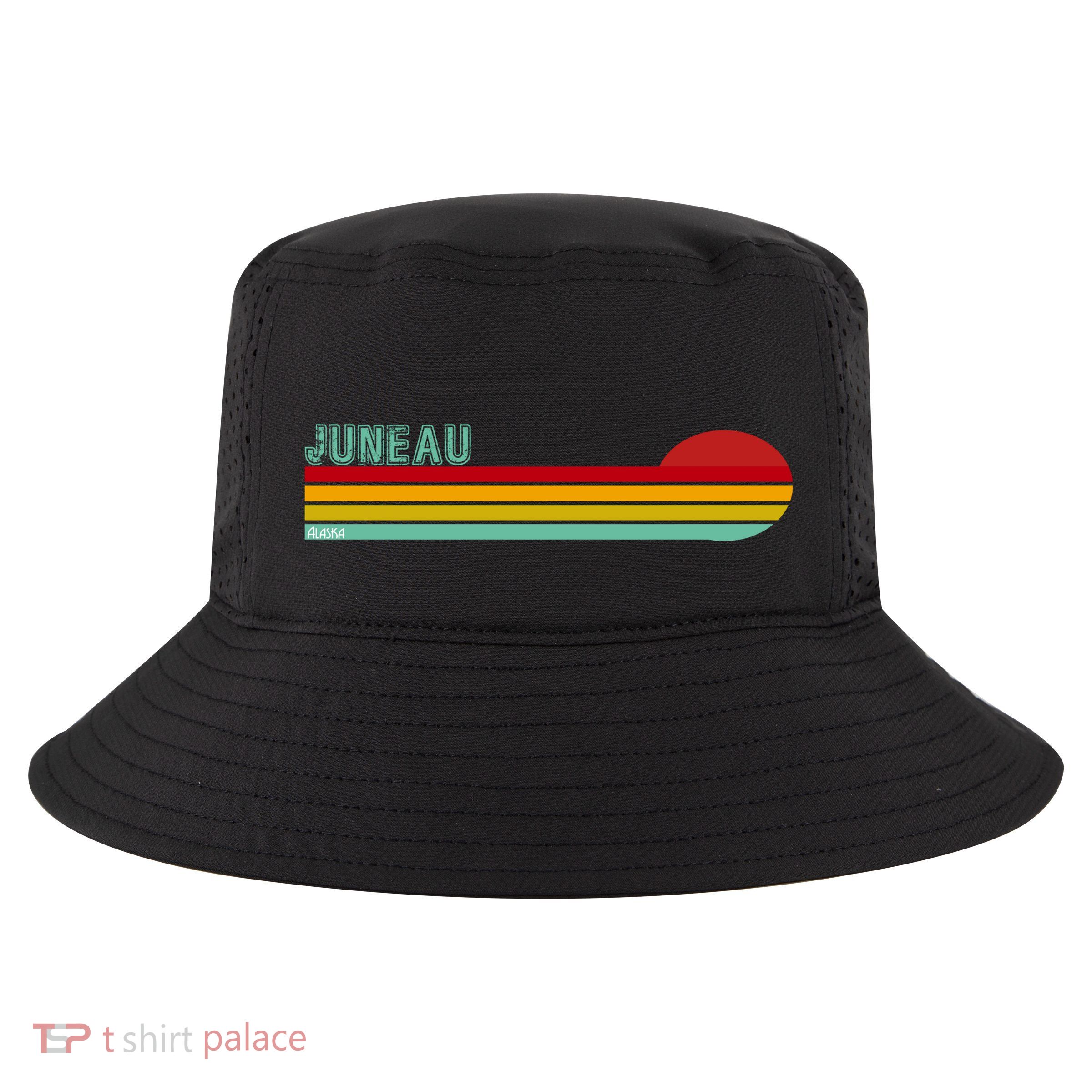 Juneau Alaska Retro Sunset Cool Comfort Performance Bucket Hat