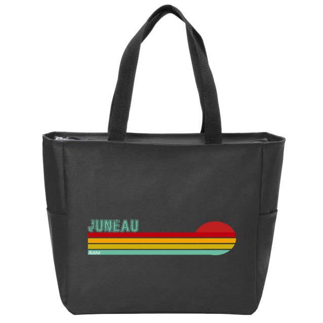 Juneau Alaska Retro Sunset Zip Tote Bag