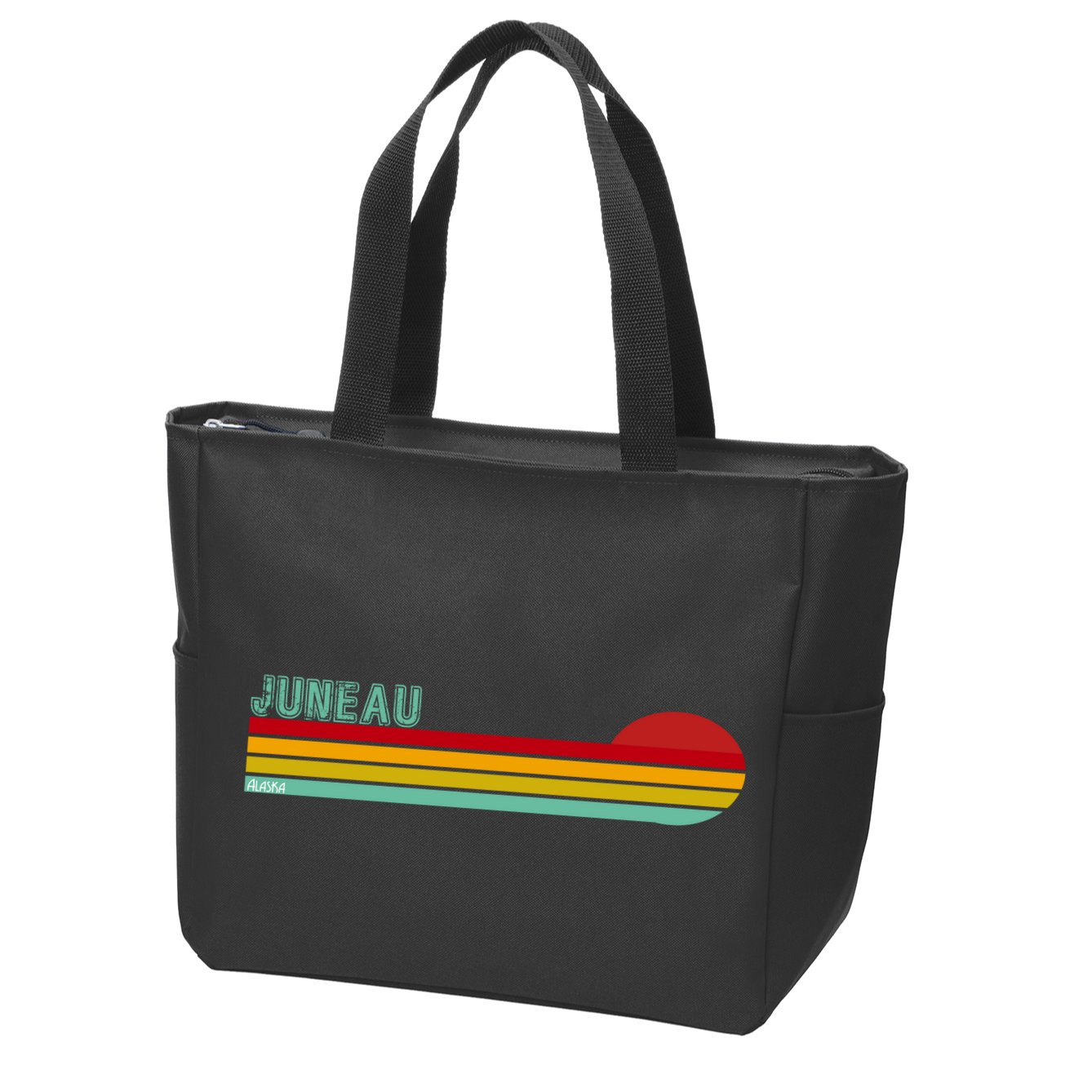Juneau Alaska Retro Sunset Zip Tote Bag