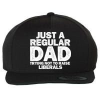 Just A Regular Dad Trying Not To Raise Liberals Wool Snapback Cap