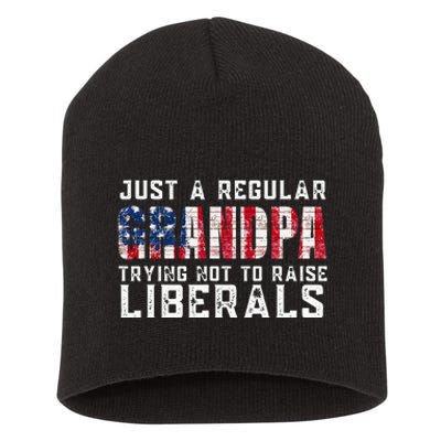 Just A Regular Grandpa Trying Not To Raise Liberals Short Acrylic Beanie