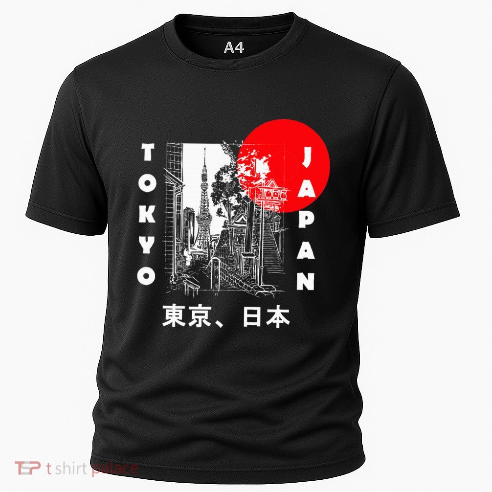 Japan Aesthetic Retro Comic Tokyo Silhouette Japanese Font Performance Shirt